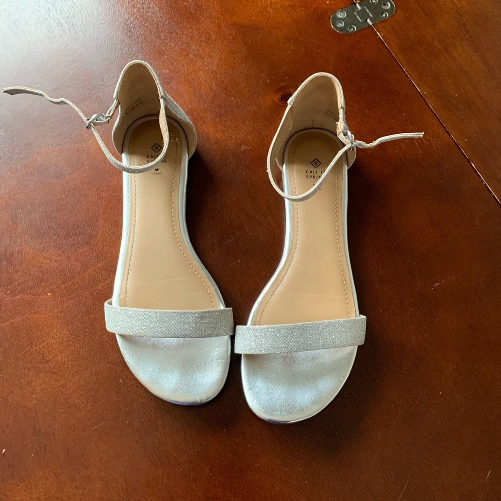 Sparkly silver flat sandals